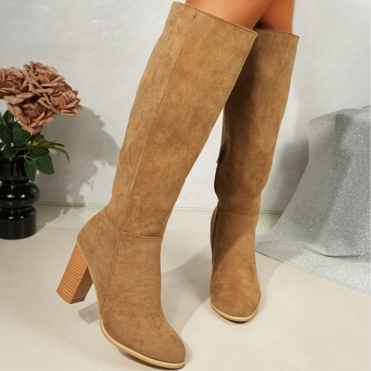 Point Toe Block Heels Boots