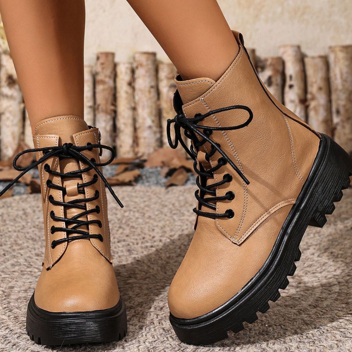 Round Toe Block Heels Boots
