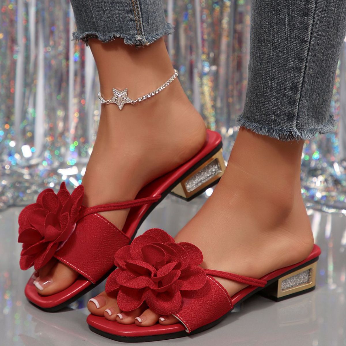 Open Toe Block Heels Sandals