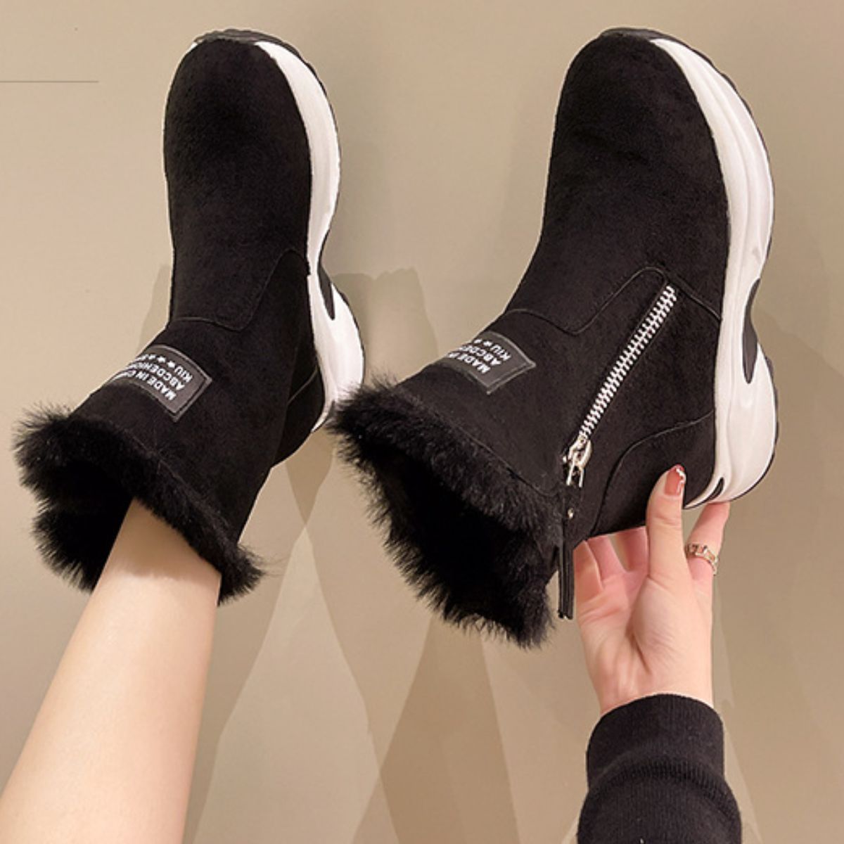 Side Zipper Platform Boots