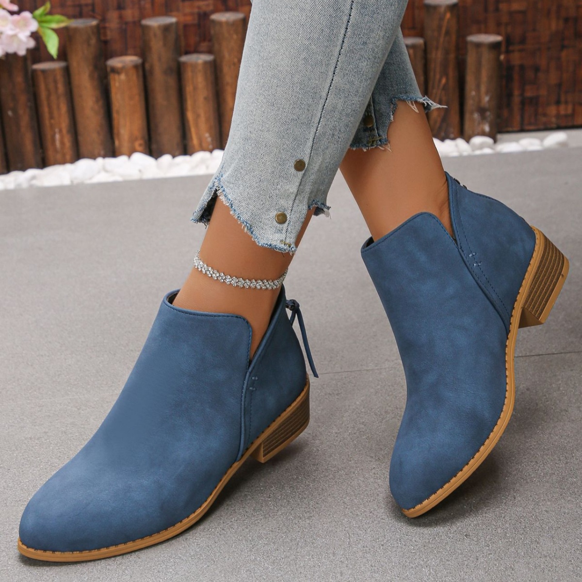 Point Toe Block Heels Boots