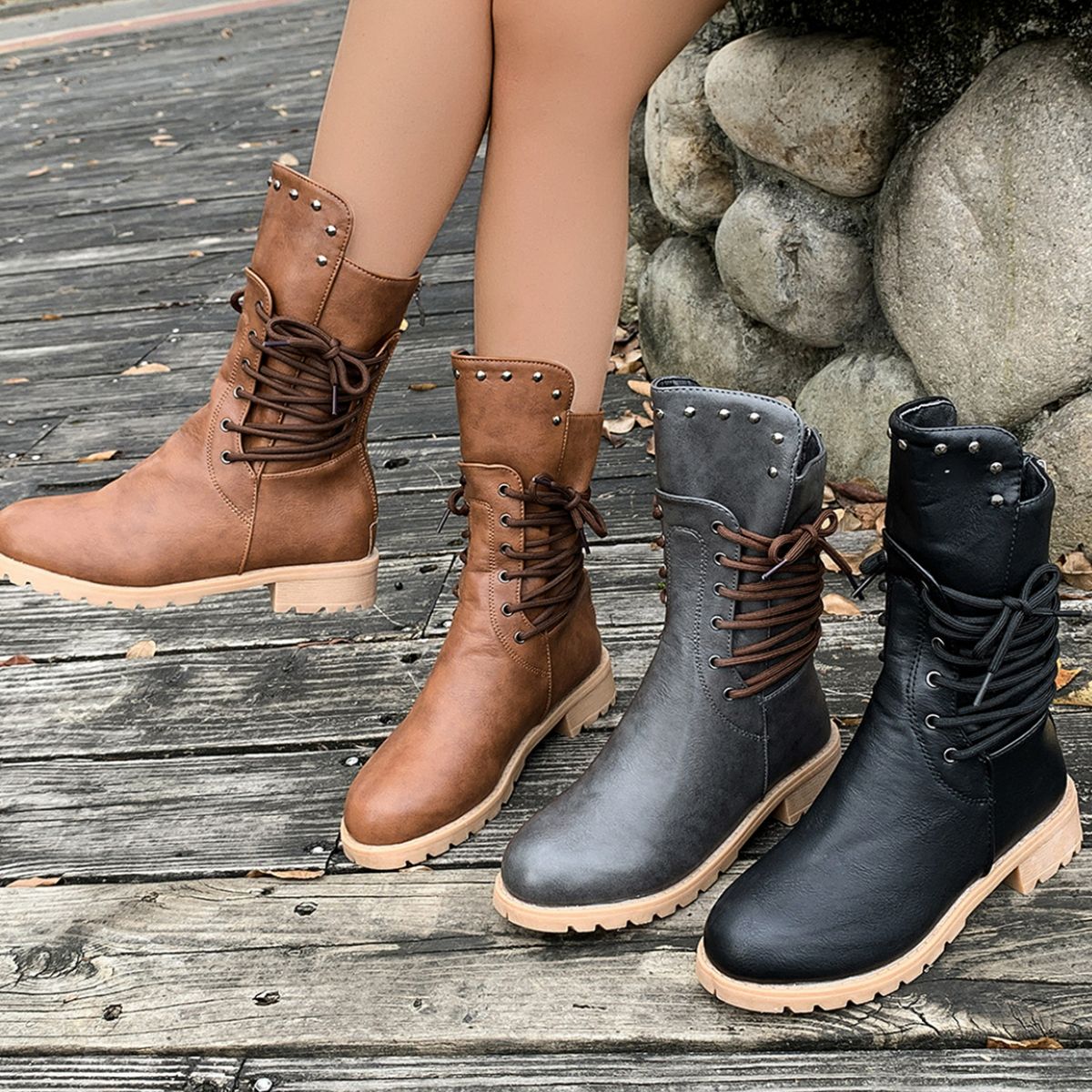 Round Toe Platform Boots
