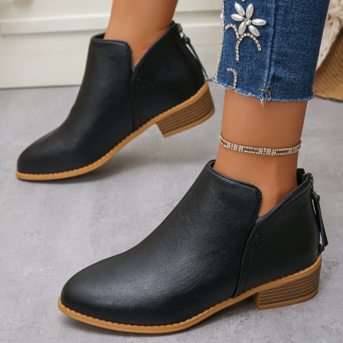 Point Toe Block Heels Boots