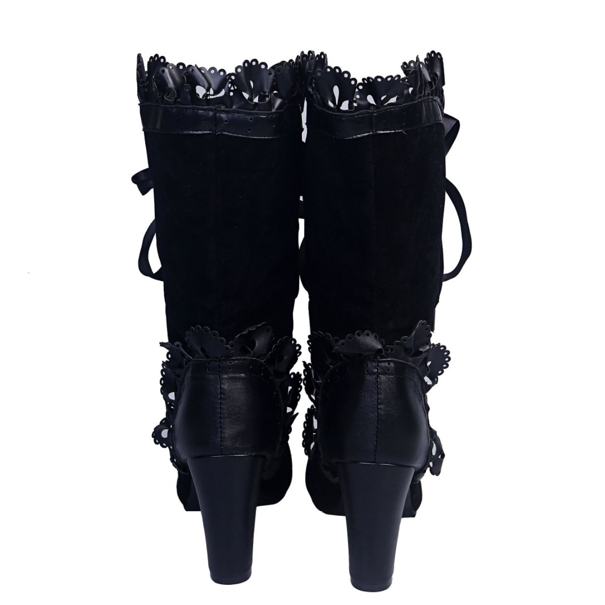 Lace Up Block Heels Boots