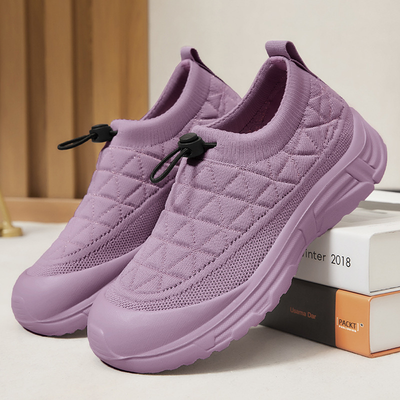 Drawstring Mesh Round Toe Sneakers