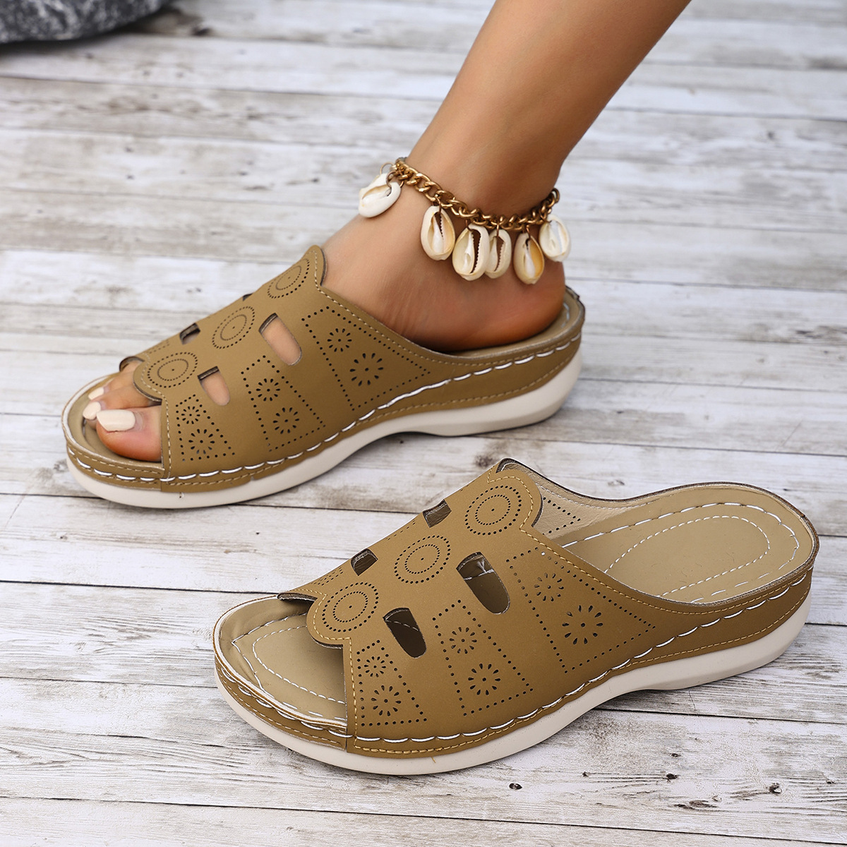 Open-Toe Cutout Sandals