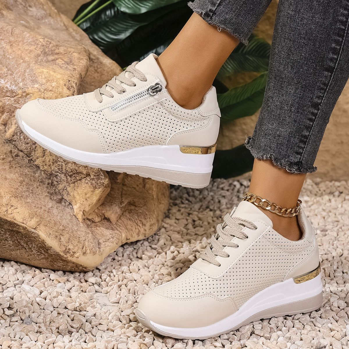 Lace Up Wedge Sneakers