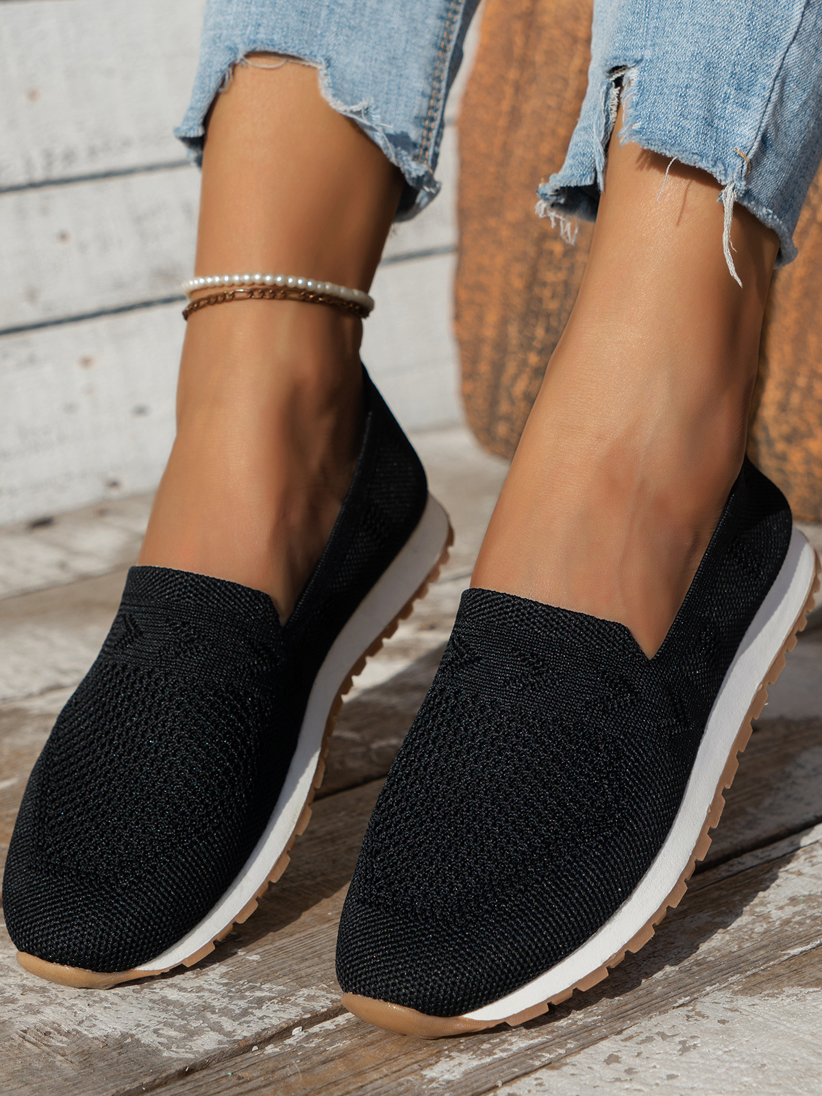 Mesh Round Toe Flat Slip-Ons