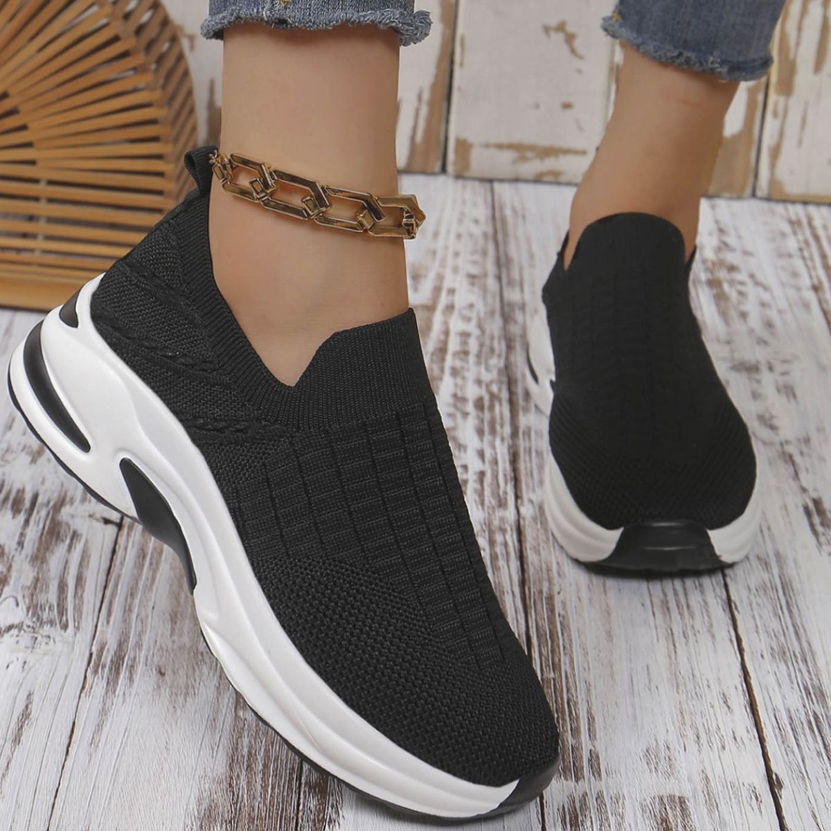Round Toe Mesh Slip-Ons