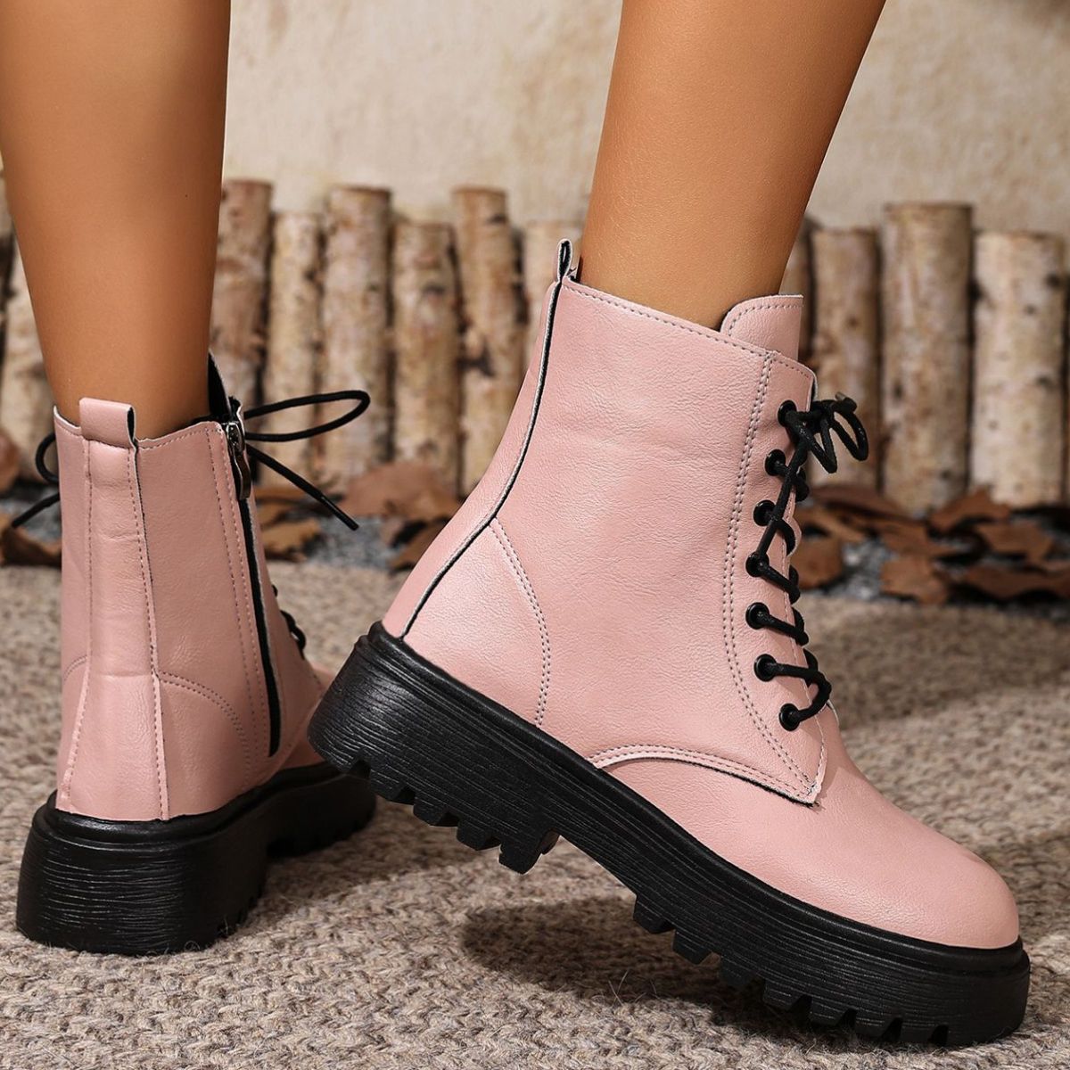 Round Toe Block Heels Boots