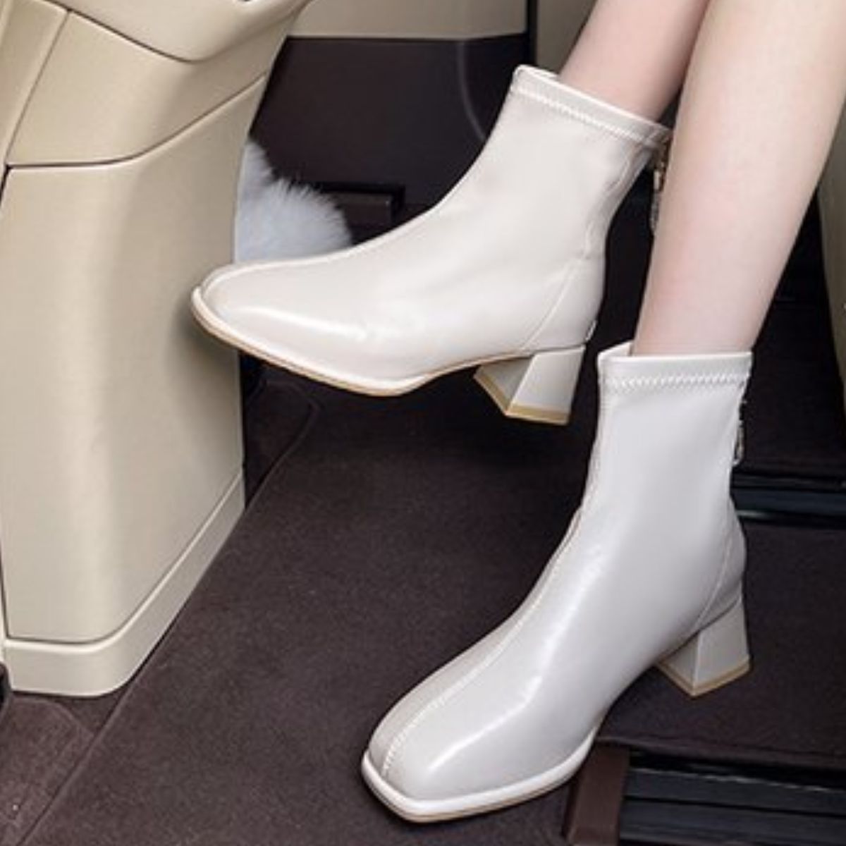 Square Toe Block Heels Boots