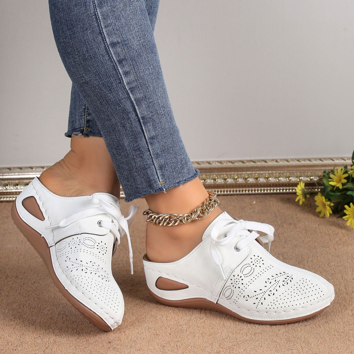 Lace-Up Wedge Slip-Ons