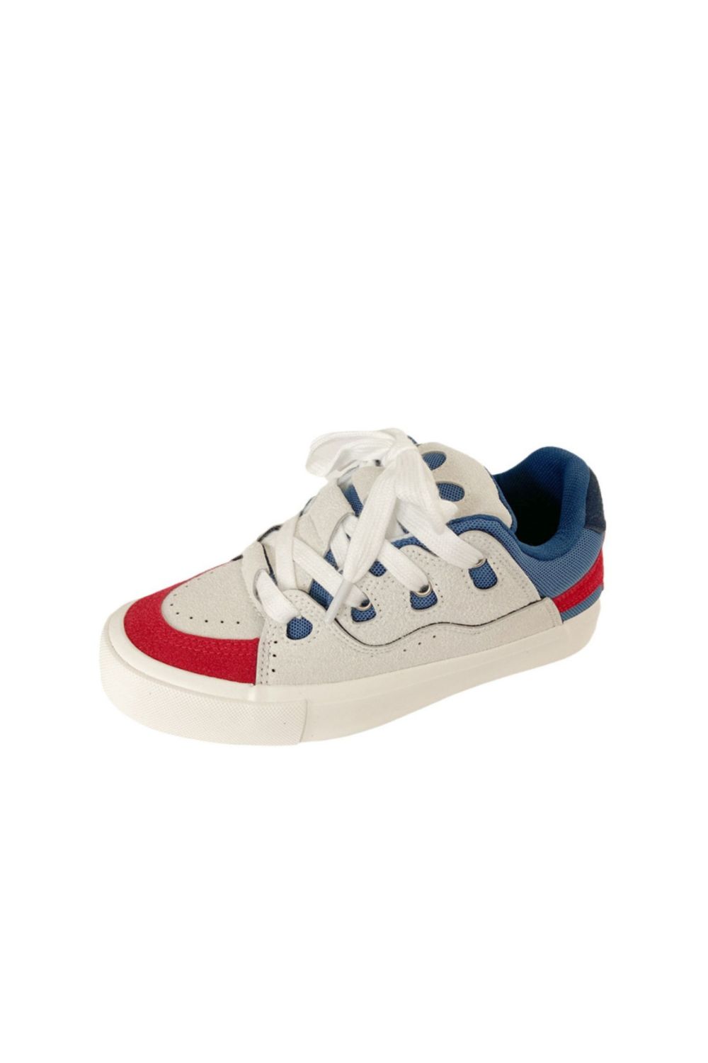 Contrast Lace Up Round Toe Flats Sneakers