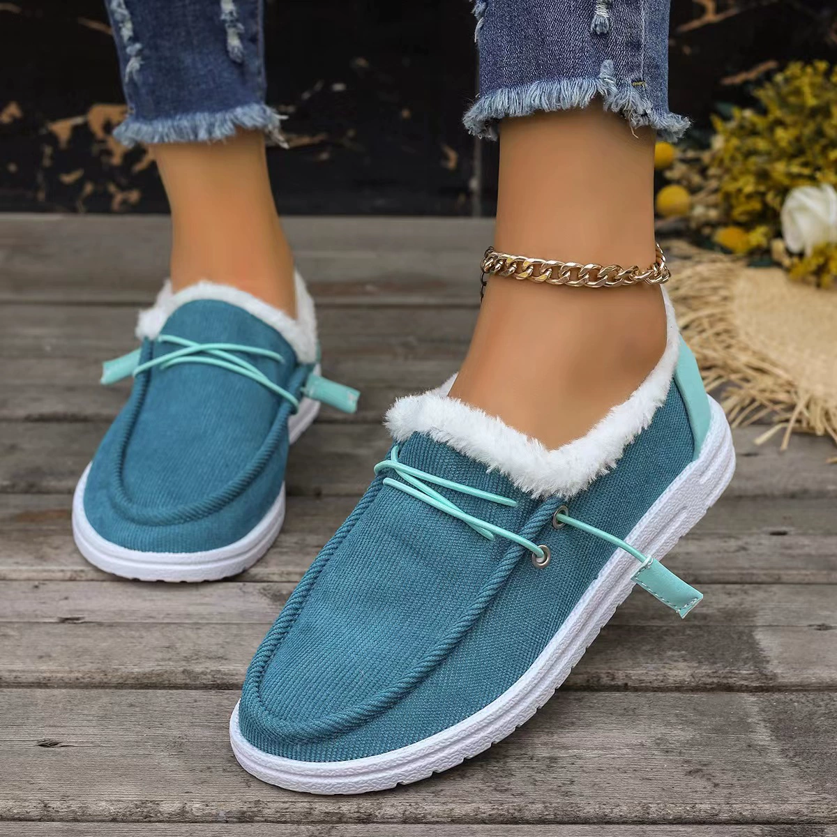 Faux Fur Lined Slip-Ons