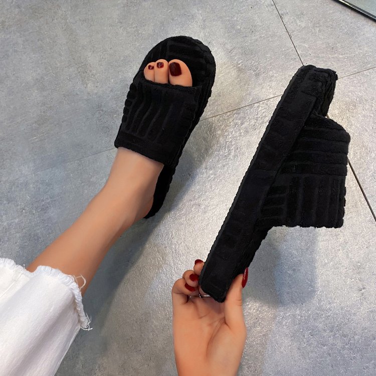Open-Toe Platform Slippers