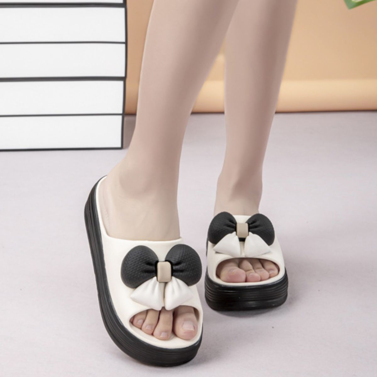 Open Toe Platform Slippers