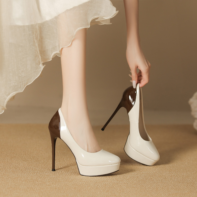 Contrast Platform Point Toe Stiletto Pumps