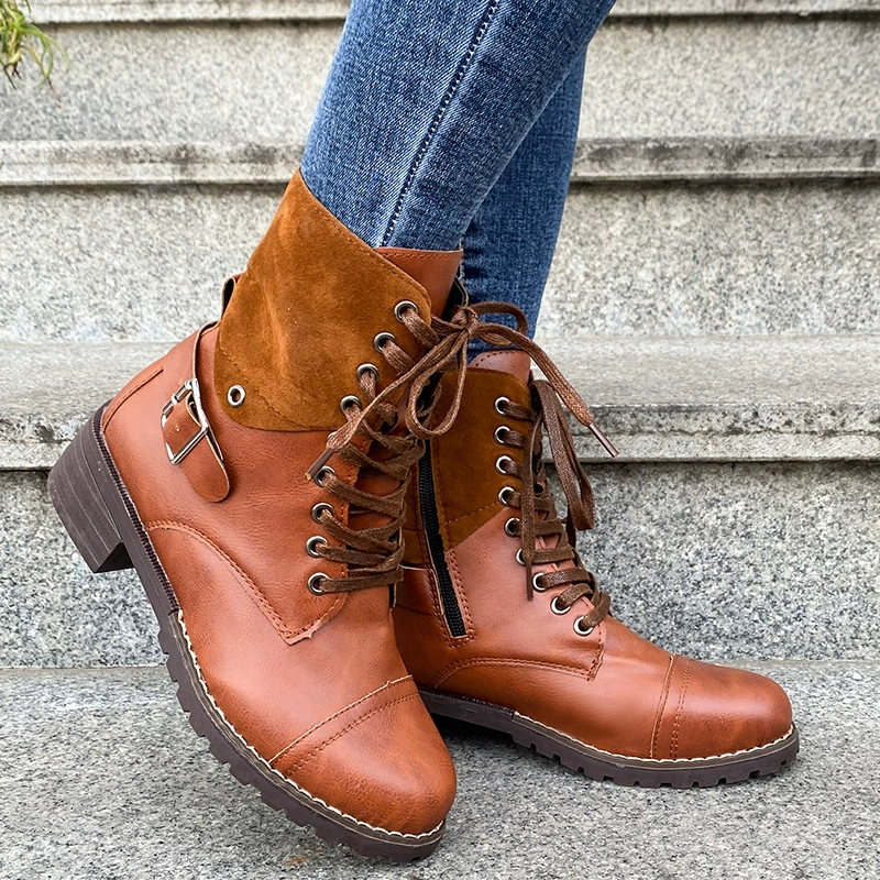 Lace-Up Block Heels Boots