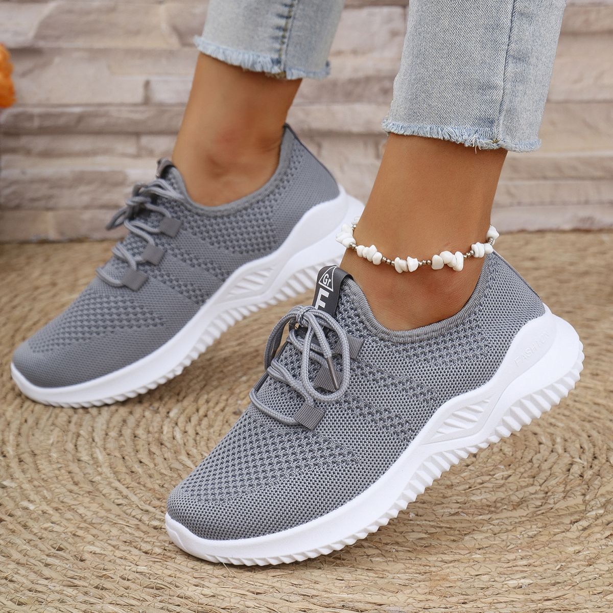 Breathable Mesh Lace Up Athletic