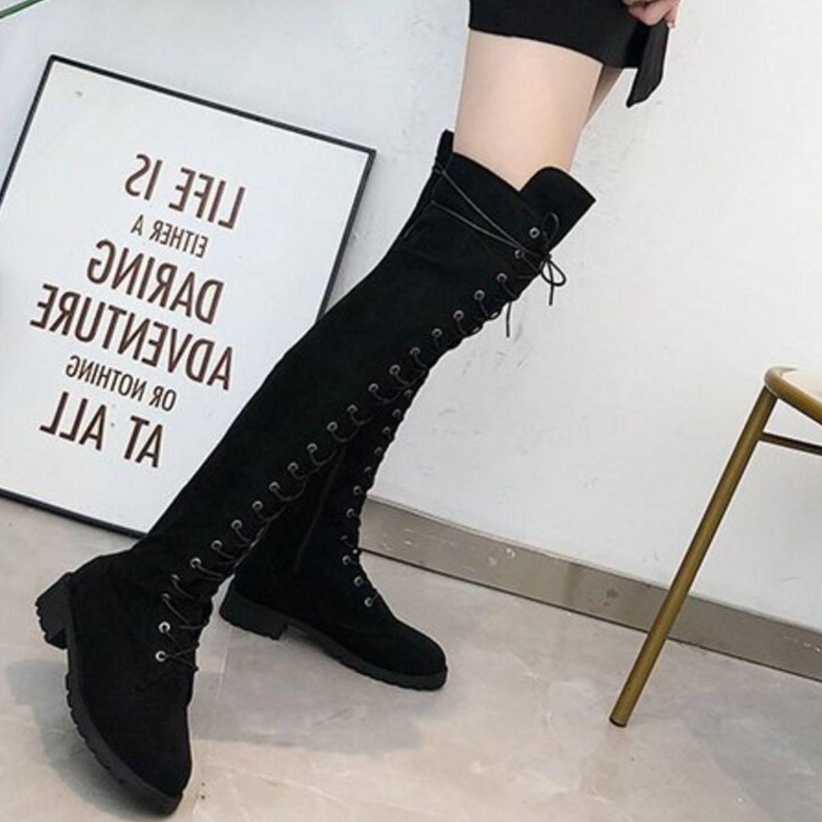 Lace-Up Over-the-Knee Boots