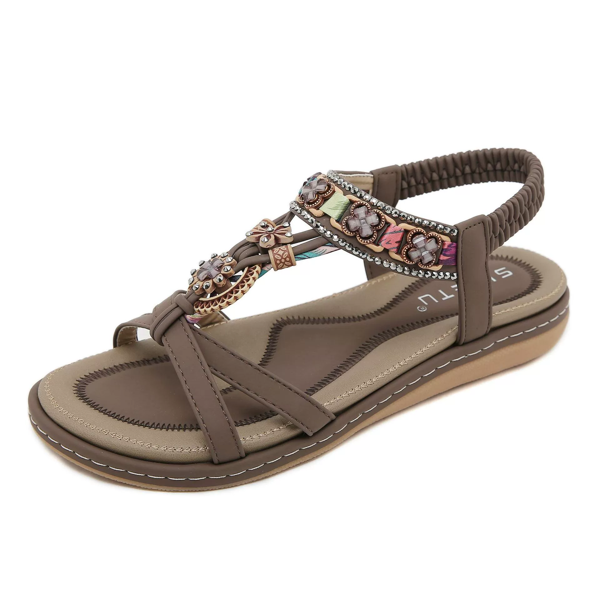 Rivet Decor Open Toe Flats Sandals