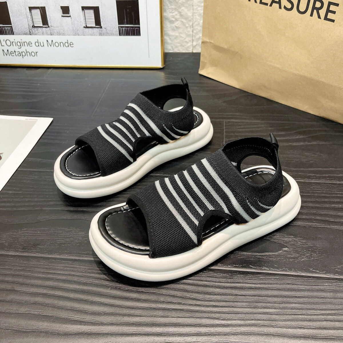 Cutout Mesh Sandals