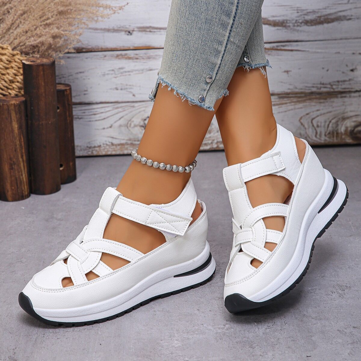 Round Toe Wedge Sandals