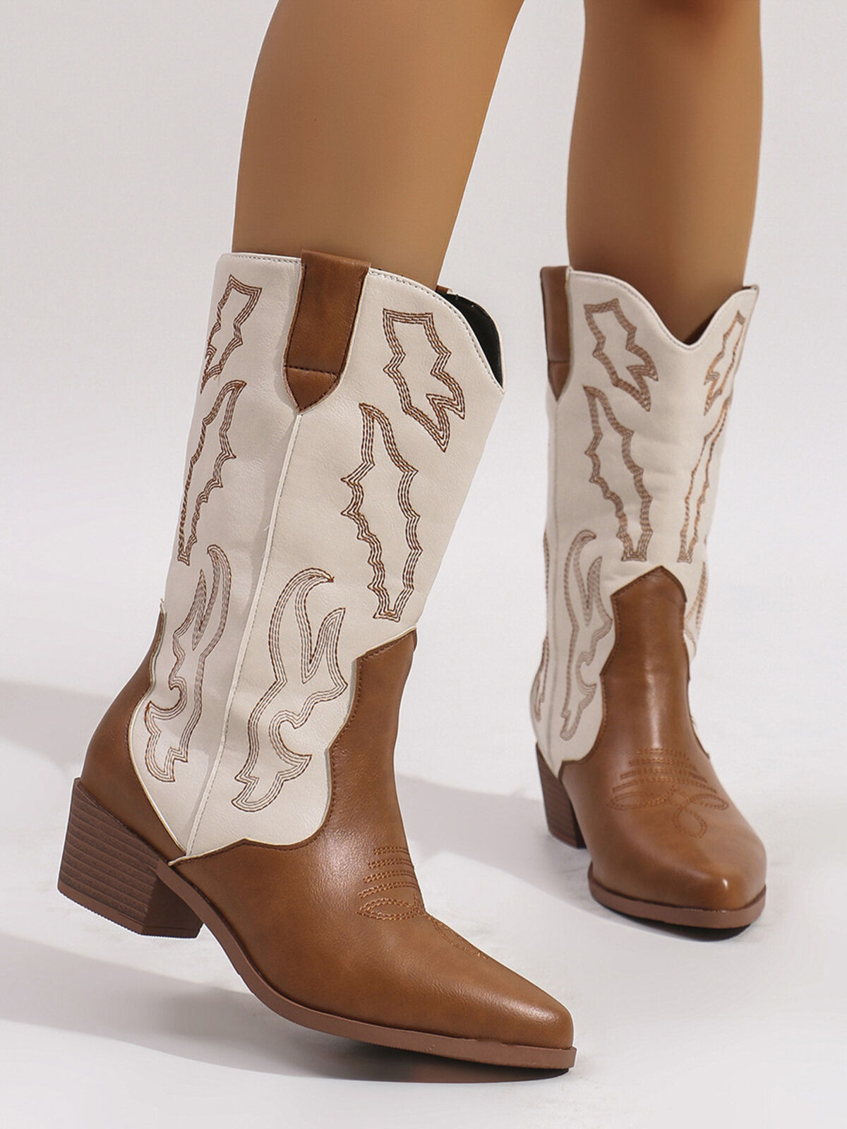 Point Toe Block Heels Boots