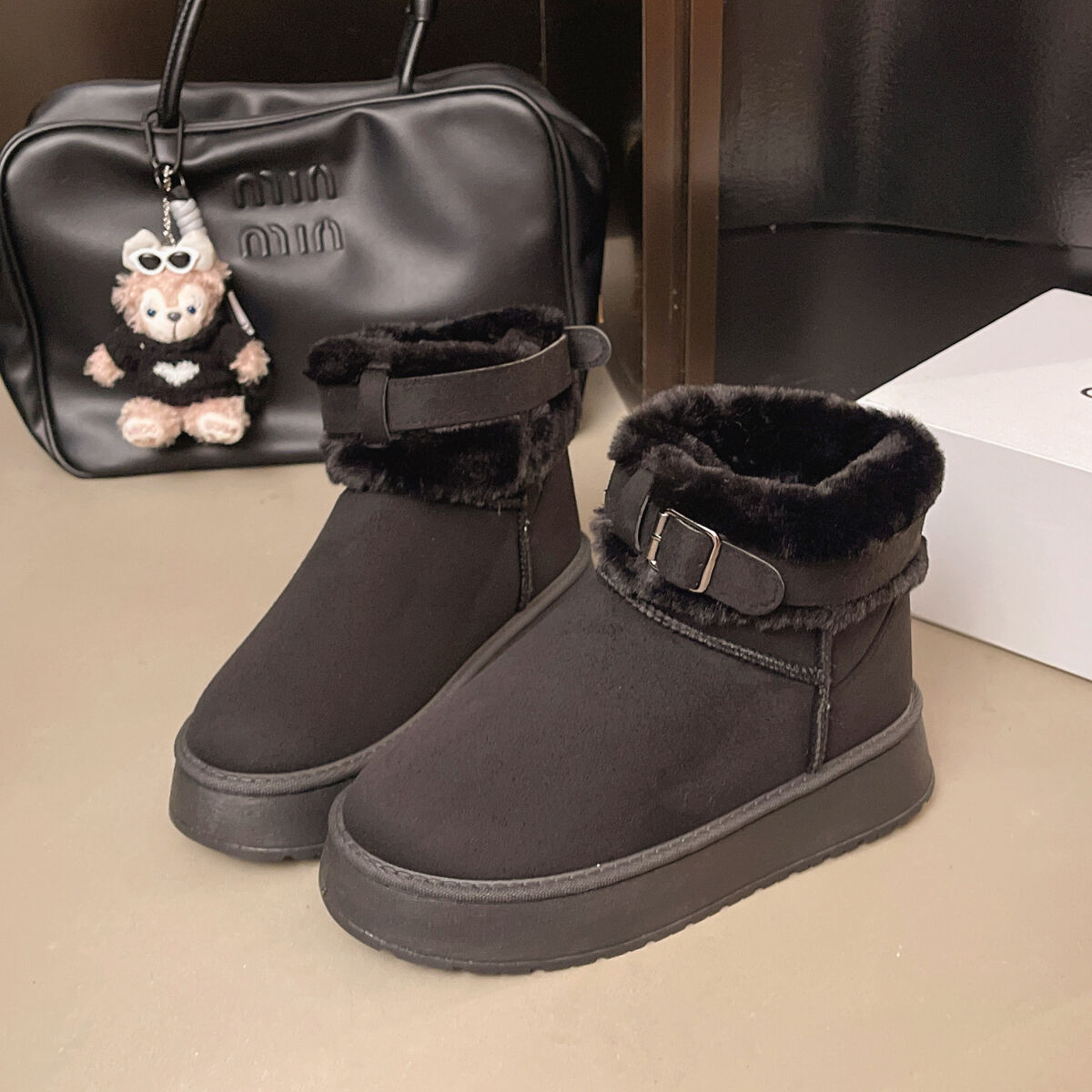 Round Toe Platform Fleece-Lined Winter Boots