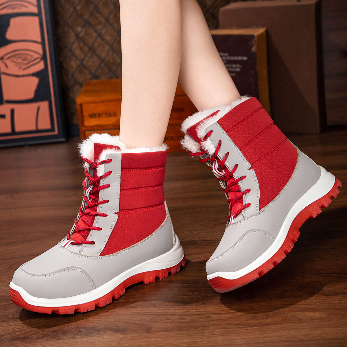 Winter Waterproof Snow Boots with Warm Fur Lining