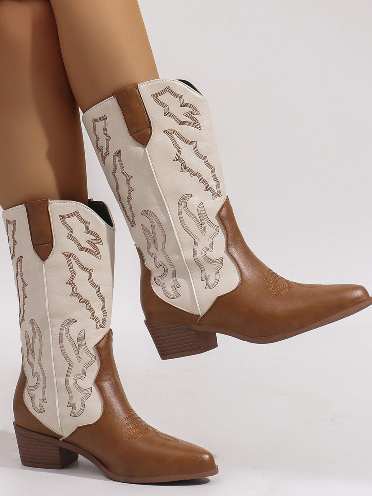 Point Toe Block Heels Boots