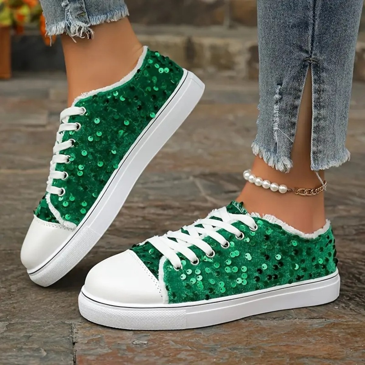 Sparkling Sequin Low-Top Sneakers