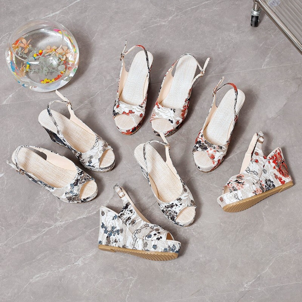 Peep Toe Wedge Sandals