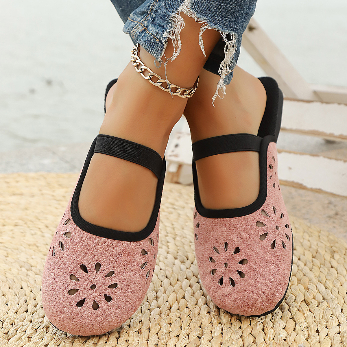 Cutout Round Toe Slip-Ons