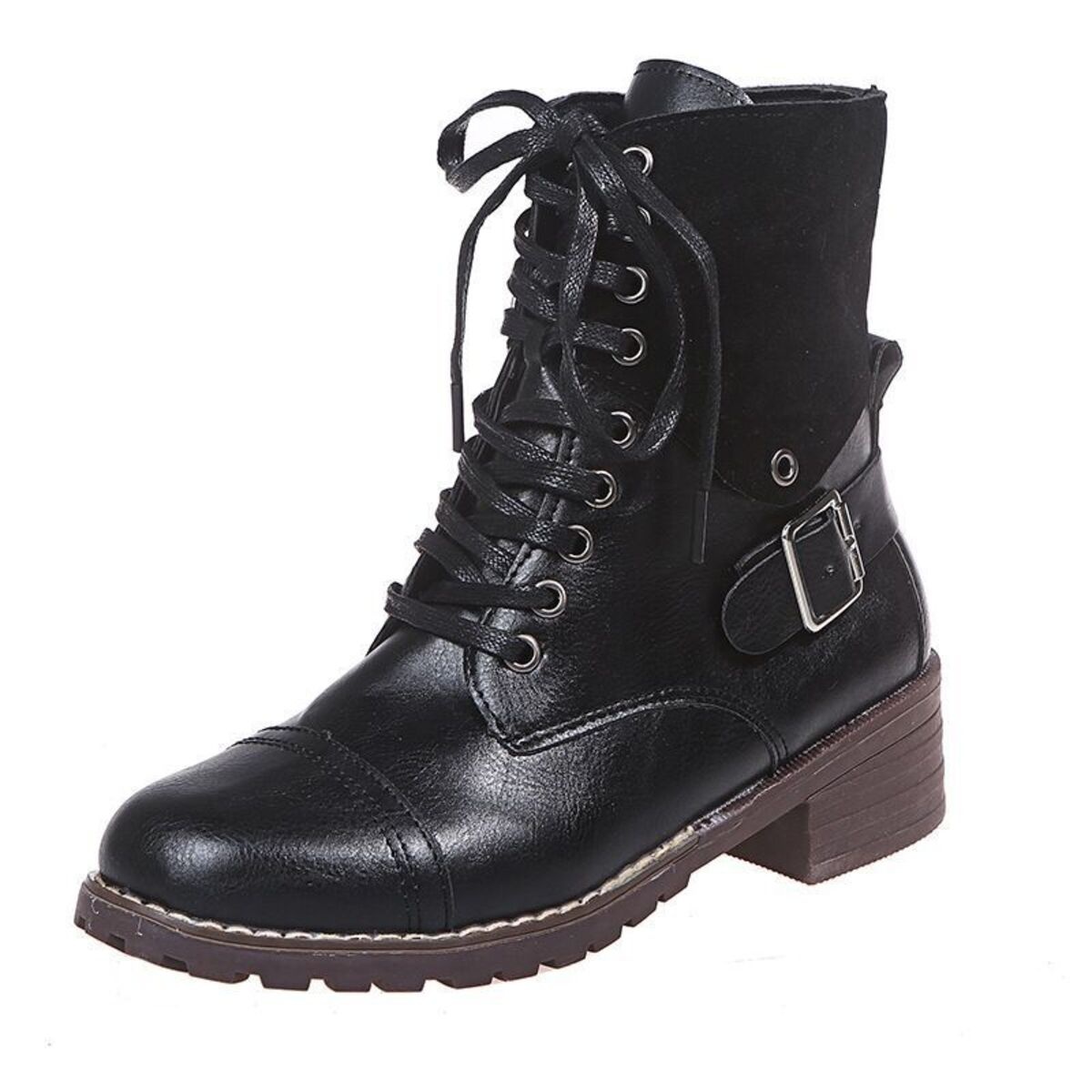 Lace-Up Block Heels Boots