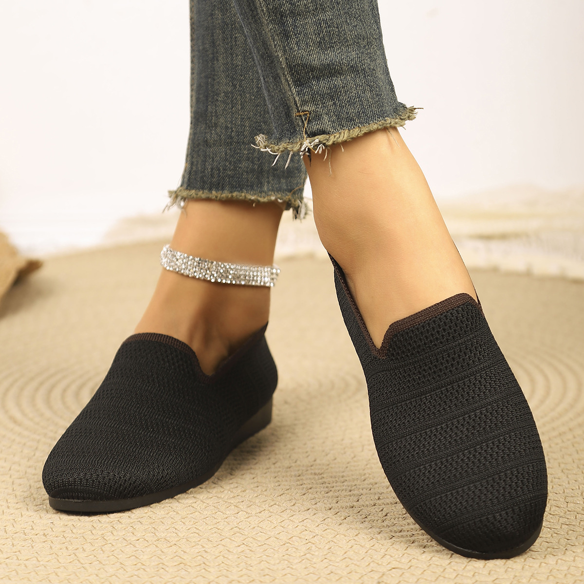 Breathable Knit Slip-On Loafers