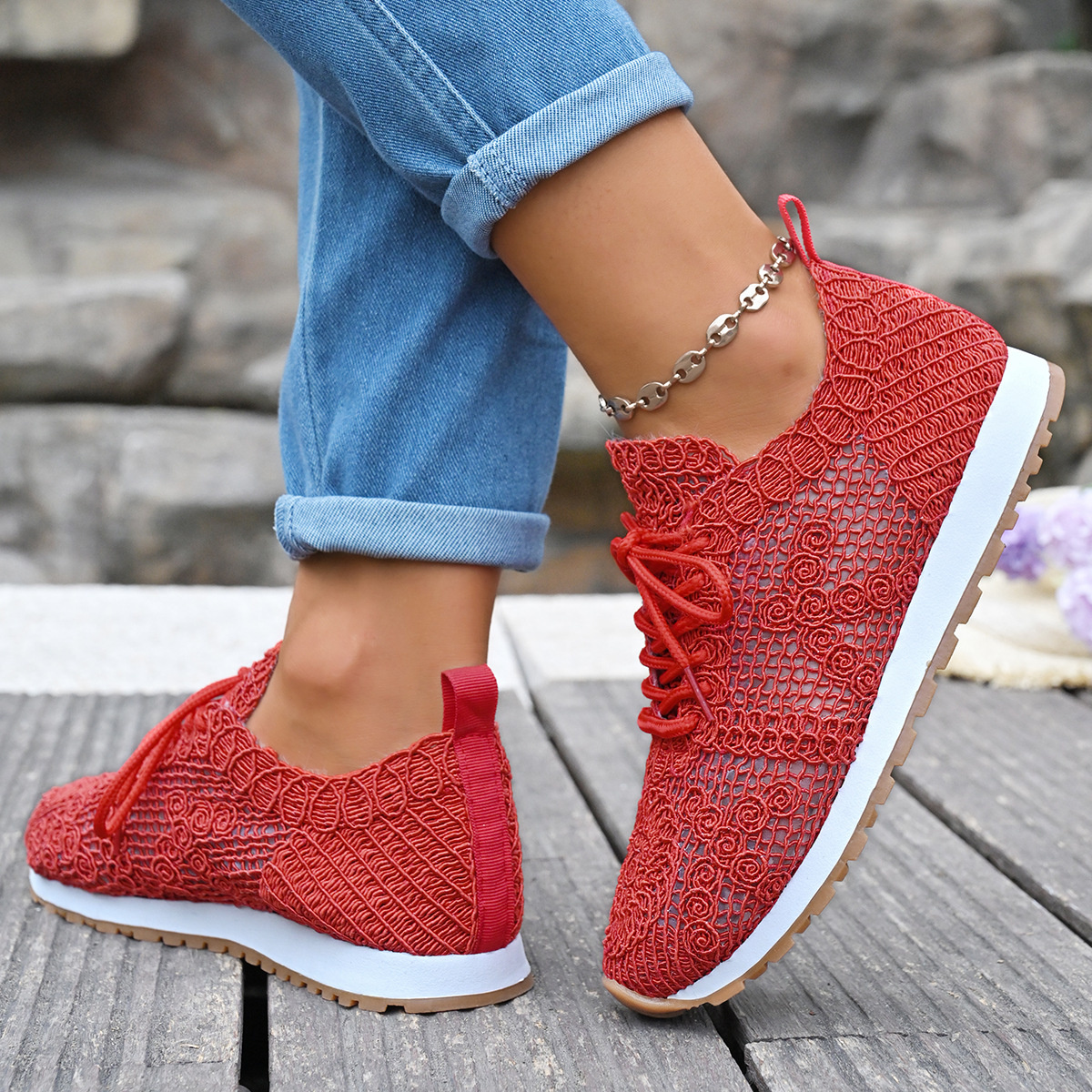 Round Toe Lace Up Sneakers