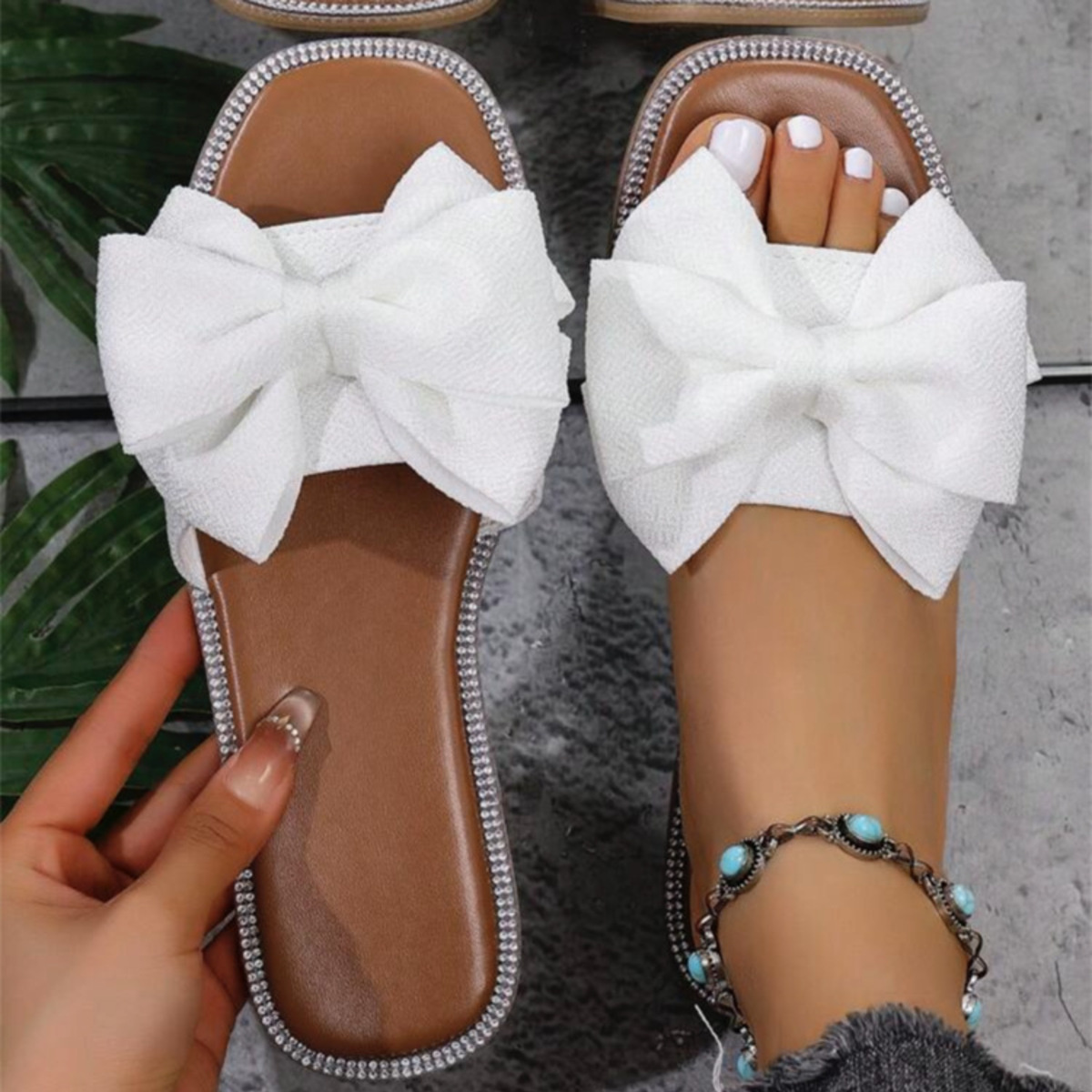 Bow Open Toe Flats Sandals