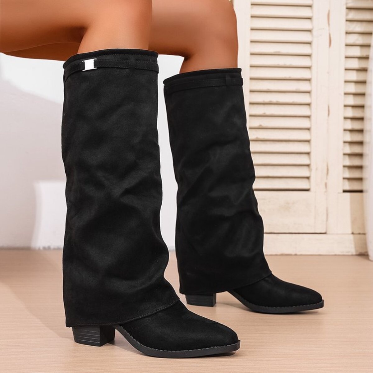 Point Toe Block Heels Boots
