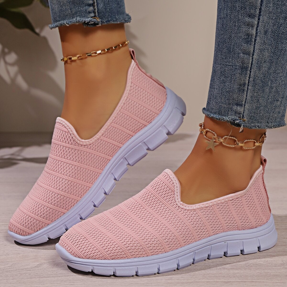 Round Toe Mesh Slip-Ons