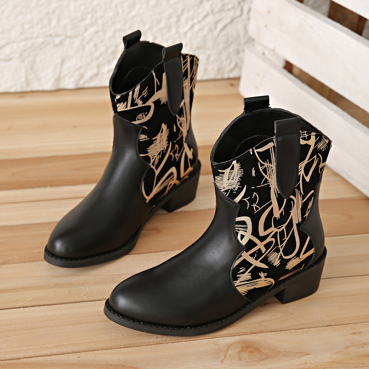 Point Toe Block Heels Boots