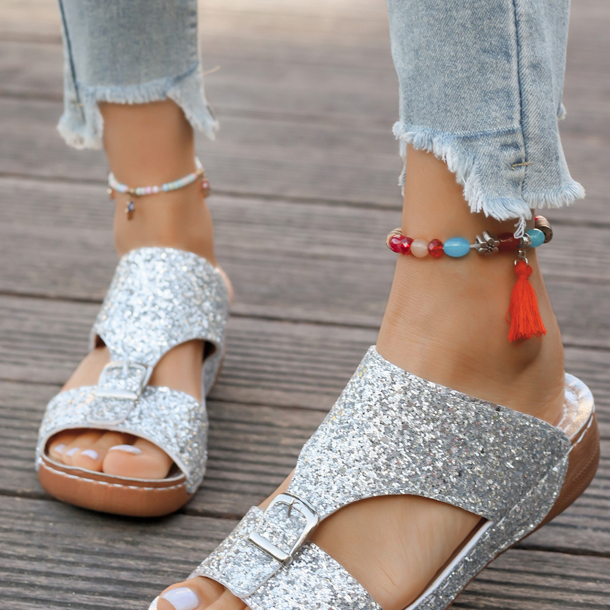 Buckle Decor Open Toe Sandals