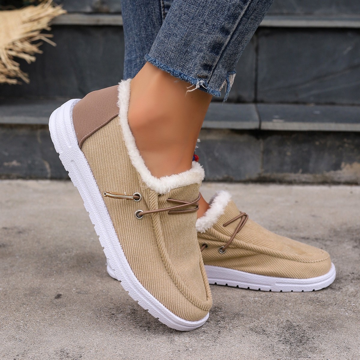Faux Fur Lined Slip-Ons