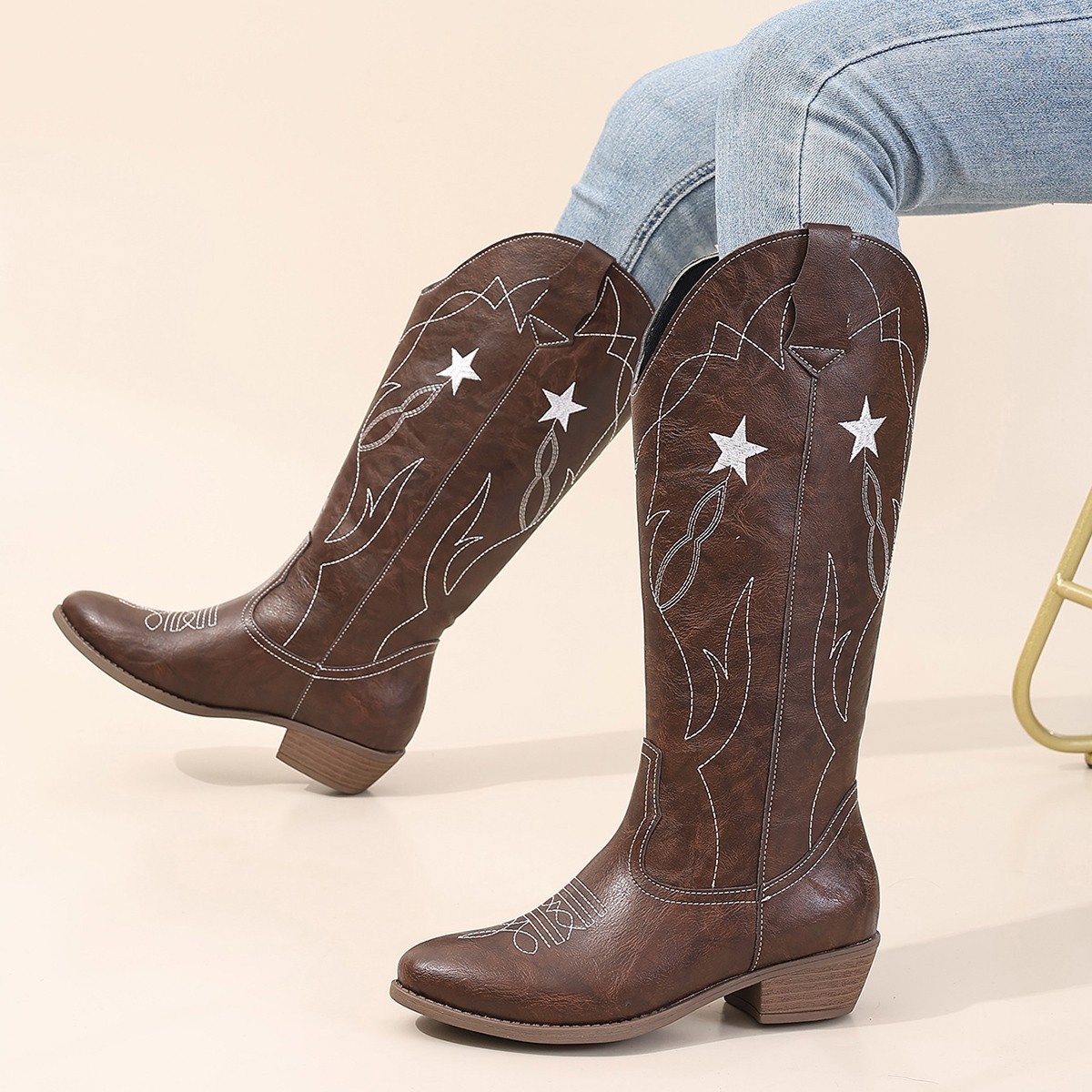 Western Star Embroidered Cowboy Boots