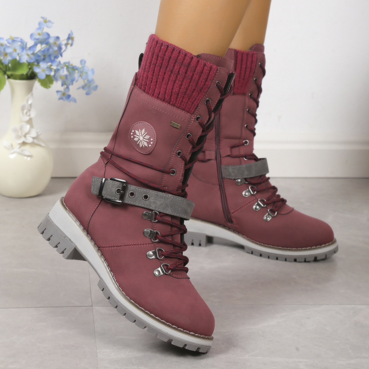 Lace Up Block Heel Boots