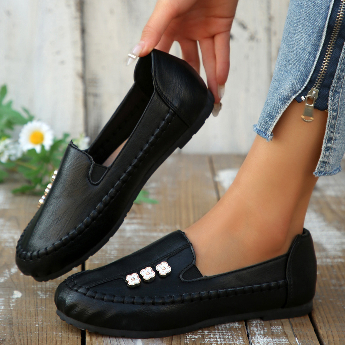 Round Toe Slip-Ons