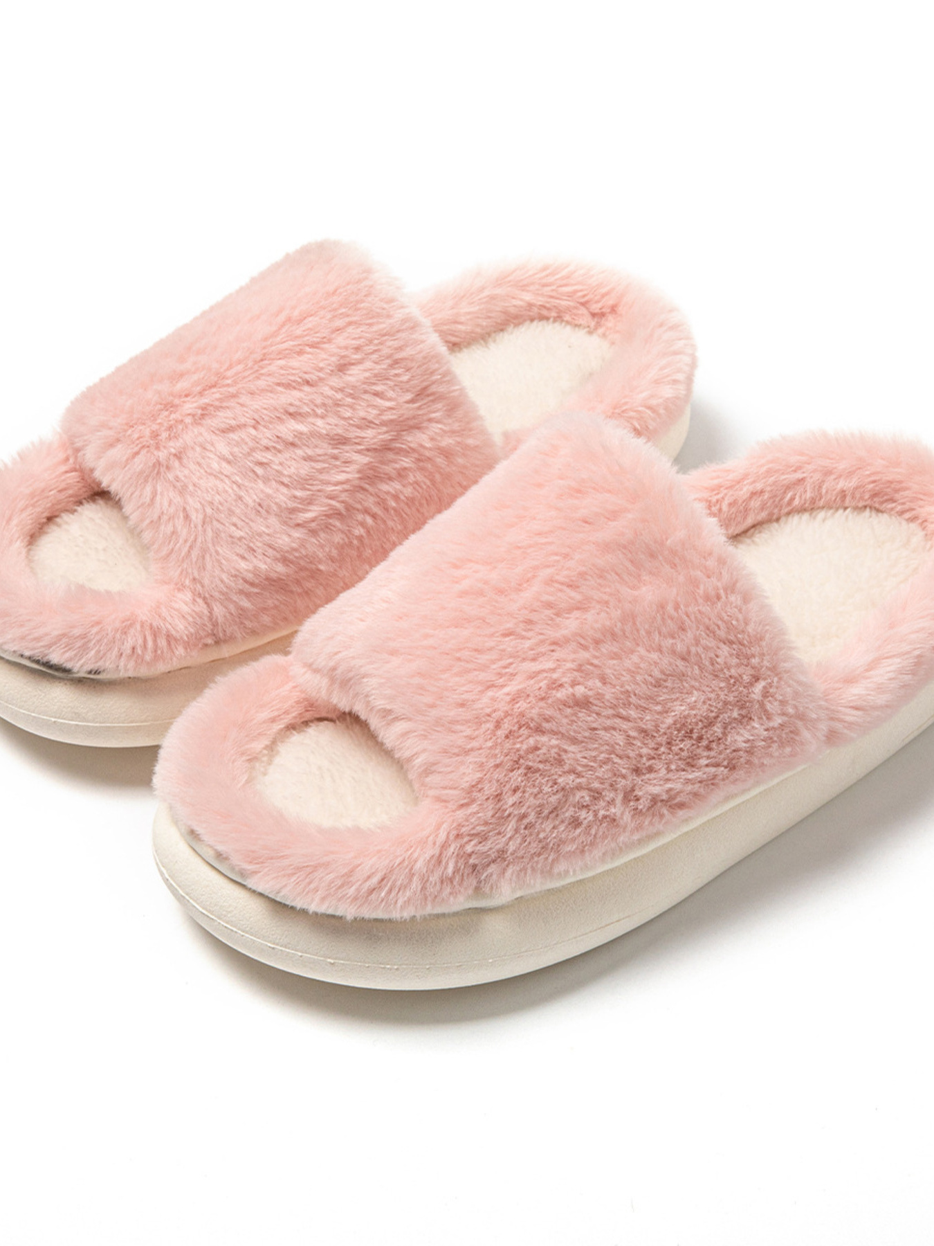 Fluffy Open Toe Comfort Slippers