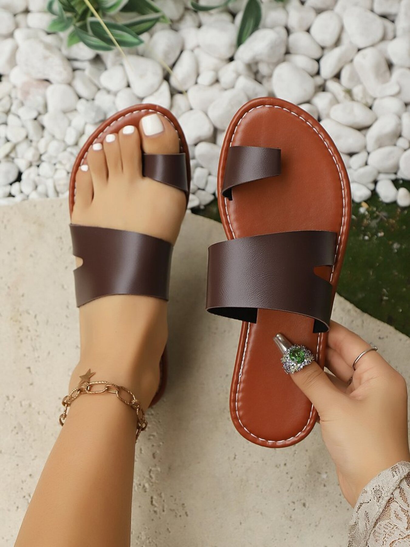 Toe Loop Flat Sandals