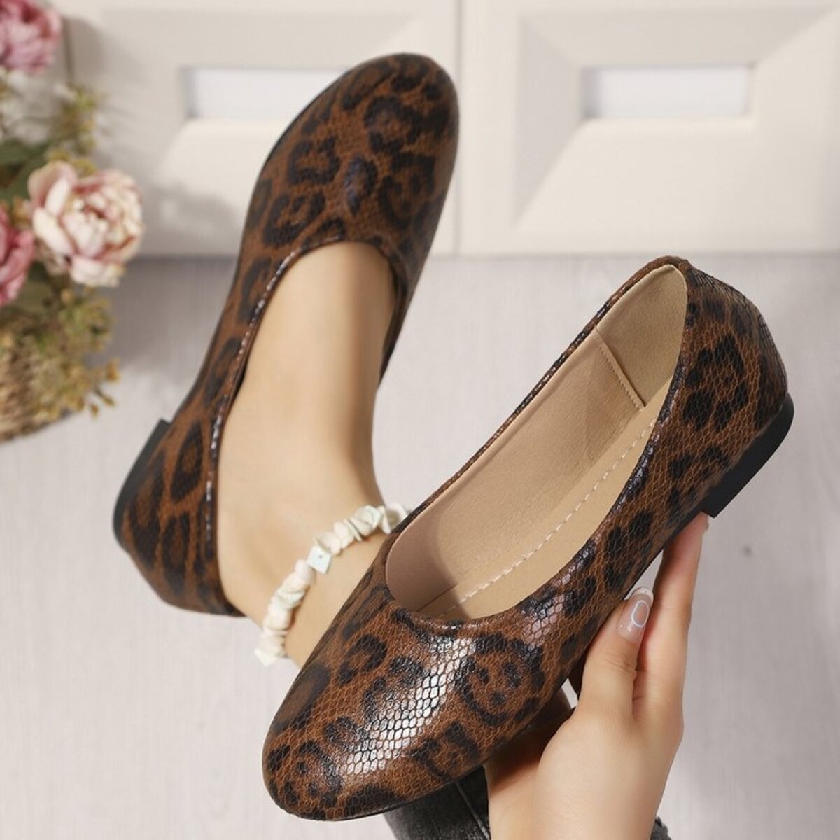 Leopard Round Toe Slip-Ons