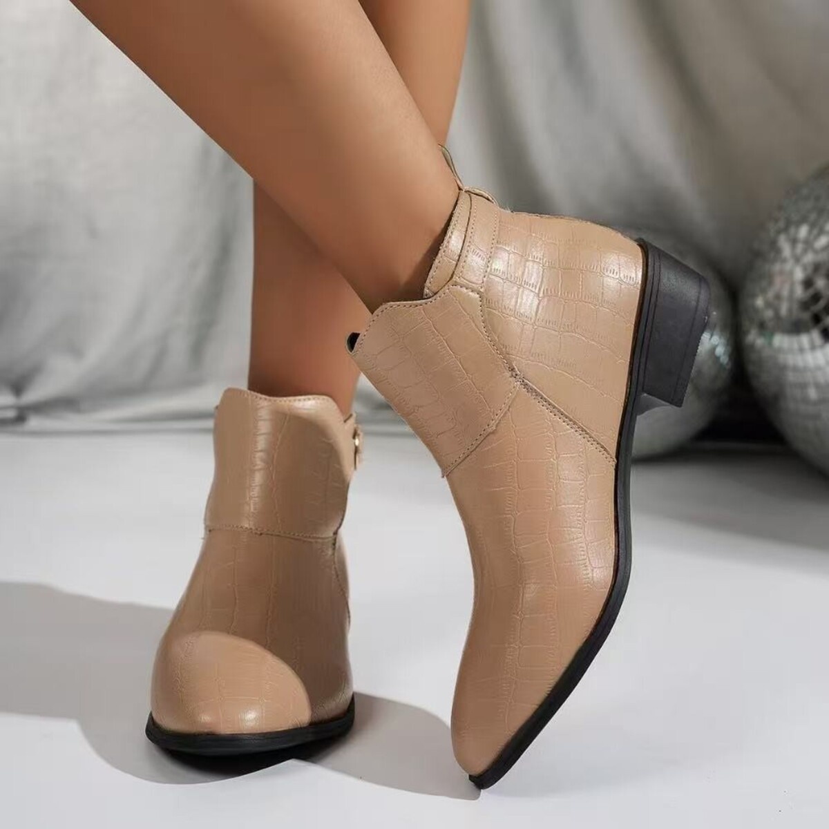Point Toe Block Heels Boots